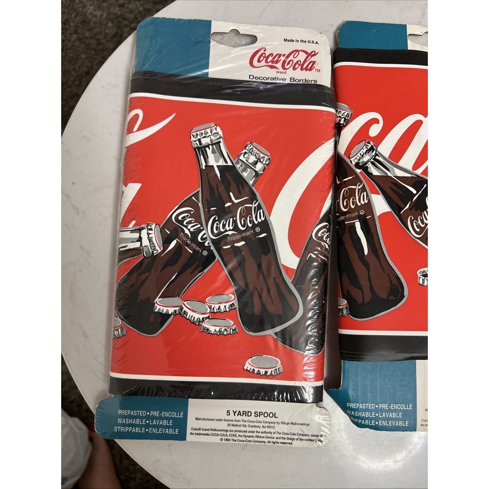 Genuine Vintage Red Coca Cola Coke Soda Bottles Caps Wall Paper Border Roll 30'‎ - Picture 3 of 9